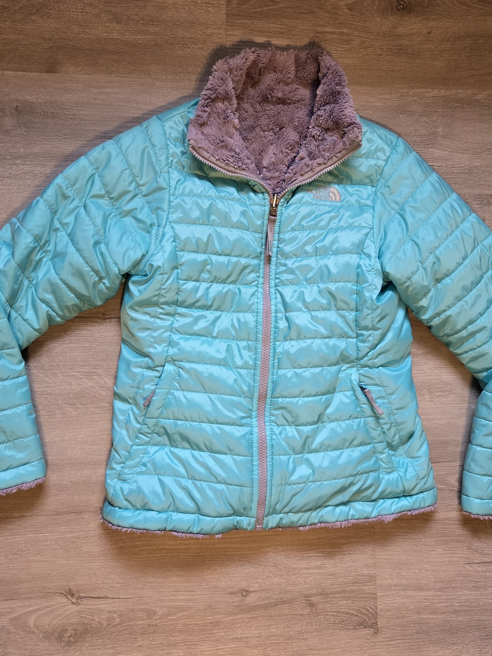 The North Face Reversible ThermoBall Jacket Girls Large Reversible Puffer